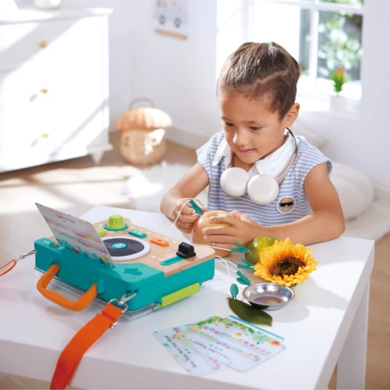 Jucarie interactiva din bambus, laborator cu melodii, panou DJ multifunctional, volum reglabil, Hape