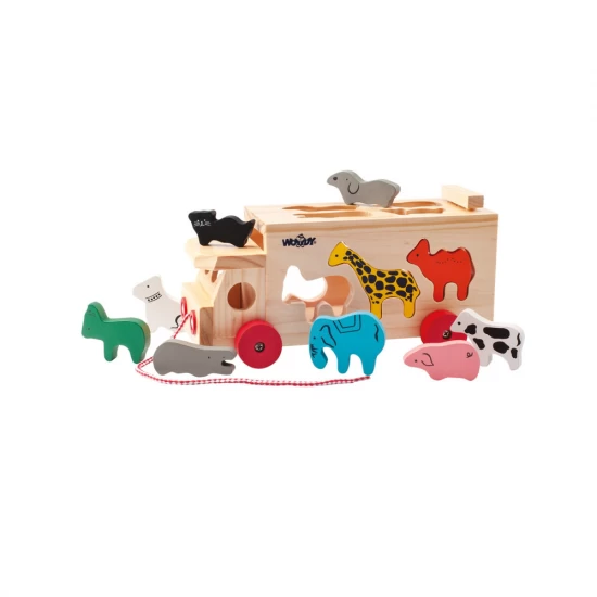 Jucarie din lemn - Camion de sortare cu forme animale Jucarie din lemn - Camion de sortare cu forme animale