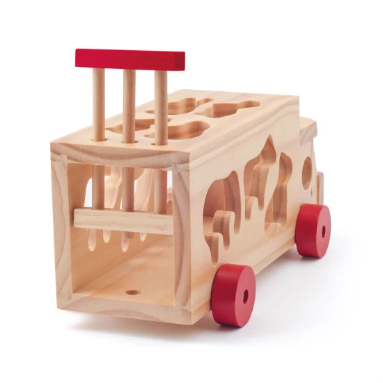 Jucarie din lemn - Camion de sortare cu forme animale Jucarie din lemn - Camion de sortare cu forme animale