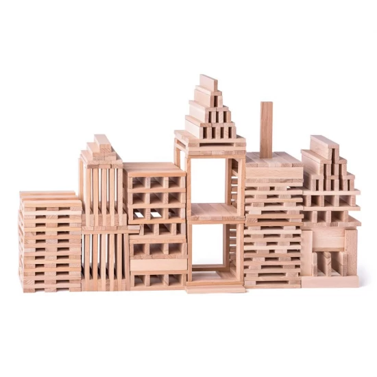 Set constructie din lemn - Caramizi natur Karla 200 piese