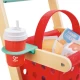 Jucarie din lemn, Carucior rosu de cumparaturi cu accesorii, Hape, 10 piese