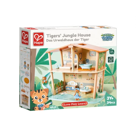 Set de joaca din lemn - Casa din jungla a tigrilor 38 piese Set de joaca din lemn - Casa din jungla a tigrilor 38 piese