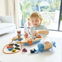 Set de joaca din lemn Catamaran 18 piese, colectia Green Planet Explorers, Hape