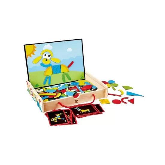 Set de joaca din lemn - Cutie de arta magnetica Hape 105 piese Set de joaca din lemn - Cutie de arta magnetica Hape 105 piese