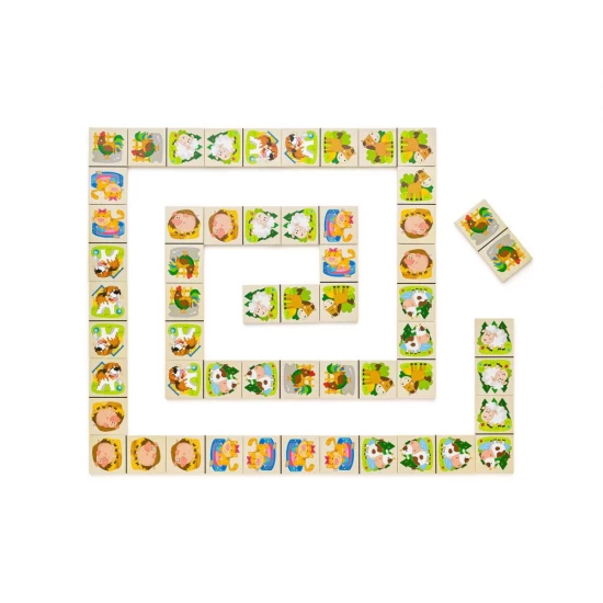 Joc Domino din lemn, Animale de la ferma, 28 piese