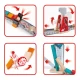 Set constructie STEAM Domino cu ciocan robot 59 piese, Hape, +4 ani