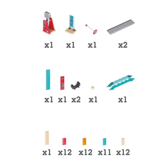 Set constructie STEAM Domino cu ciocan robot 59 piese, Hape, +4 ani
