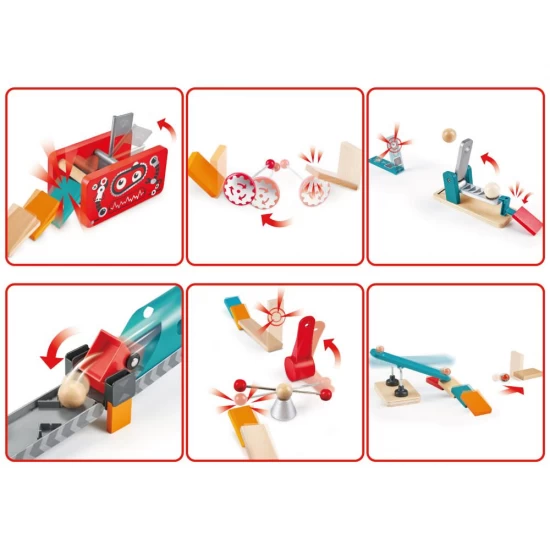 Set de joaca din lemn Domino, Fabrica de roboti, 122 piese Set de joaca din lemn Domino, Fabrica de roboti, 122 piese