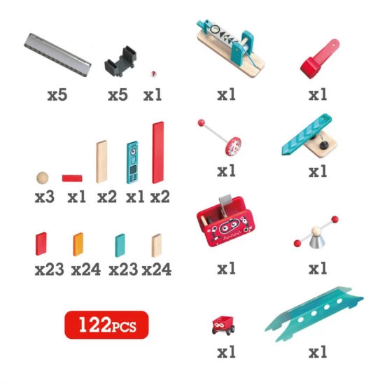 Set de joaca din lemn Domino, Fabrica de roboti, 122 piese Set de joaca din lemn Domino, Fabrica de roboti, 122 piese