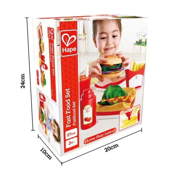 Set de joaca Fast-food din lemn Hape 27 piese Set de joaca Fast-food din lemn Hape 27 piese