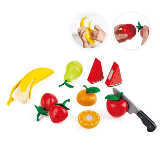Set de joaca din lemn - Fructe sanatoase de taiat 9 piese Set de joaca din lemn - Fructe sanatoase de taiat 9 piese