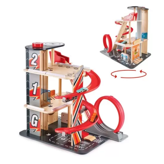 Set de joaca din lemn Hape - Garaj cu cascadorii Gearhead Set de joaca din lemn Hape - Garaj cu cascadorii Gearhead