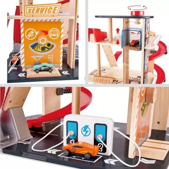 Set de joaca din lemn Hape - Garaj cu cascadorii Gearhead Set de joaca din lemn Hape - Garaj cu cascadorii Gearhead