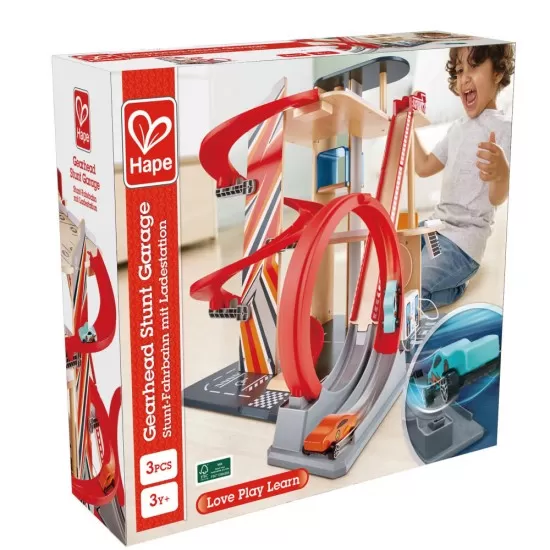 Set de joaca din lemn Hape - Garaj cu cascadorii Gearhead Set de joaca din lemn Hape - Garaj cu cascadorii Gearhead