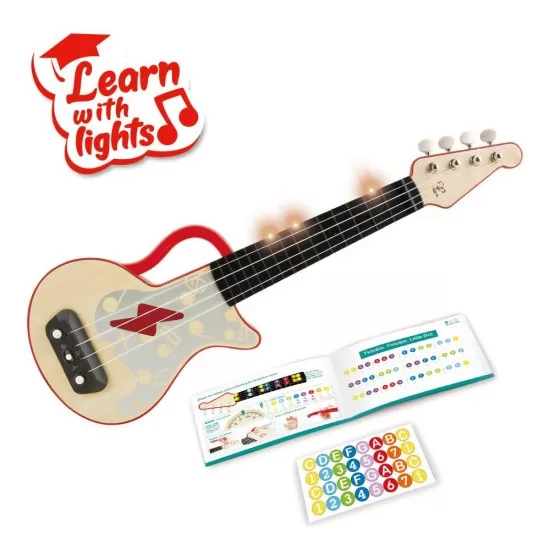 Jucarie din lemn - Instrument Ukulele (chitara) rosu Jucarie din lemn - Instrument Ukulele (chitara) rosu