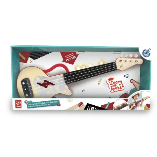 Jucarie din lemn - Instrument Ukulele (chitara) rosu Jucarie din lemn - Instrument Ukulele (chitara) rosu