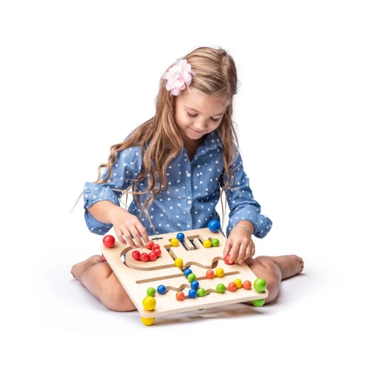Joc educativ din lemn - Labirint cu bile Joc educativ din lemn - Labirint cu bile