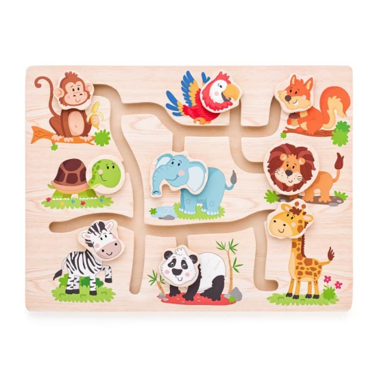 Jucarie din lemn, Labirint cu portrete de animale in miscare, Woodyland