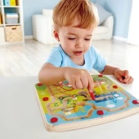 Joc de indemanare din lemn - Labirint magnetic santier si numere