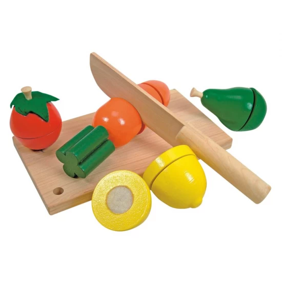 Set de joaca din lemn - Legume si fructe de taiat Set de joaca din lemn - Legume si fructe de taiat