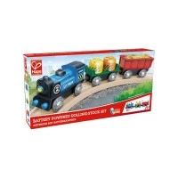 Set de joaca din lemn Hape - Locomotiva si vagoane cu baterii