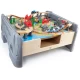Set trenulet din lemn cu masa de joaca si locomotiva motorizata Hape 70 piese