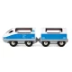 Set trenulet din lemn cu masa de joaca si locomotiva motorizata Hape 70 piese