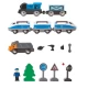 Set trenulet din lemn cu masa de joaca si locomotiva motorizata Hape 70 piese