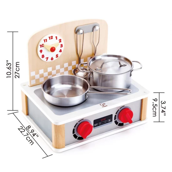 Set de joaca din lemn Hape - Mini aragaz si ustensile Set de joaca din lemn Hape - Mini aragaz si ustensile