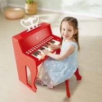 Pian din lemn cu functie electronica si scaun pentru copii Hape rosu