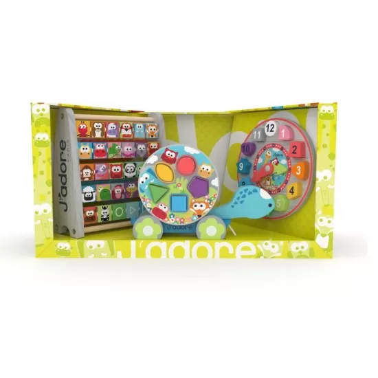 Set 3 jucarii educative din lemn Hape J'adore verde Set 3 jucarii educative din lemn Hape J'adore verde