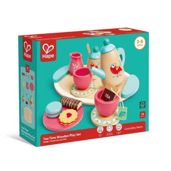 Jucarie din lemn Hape - Set de ceai 14 piese Jucarie din lemn Hape - Set de ceai 14 piese