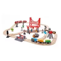 Set de joaca din lemn trenuri urbane Hape 51 piese
