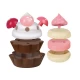 Set de joaca din lemn desert cu capsuni 7 piese Set de joaca din lemn desert cu capsuni 7 piese