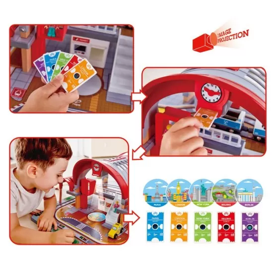 Set de joaca din lemn Hape - Gara Centrala 45 piese Set de joaca din lemn Hape - Gara Centrala 45 piese