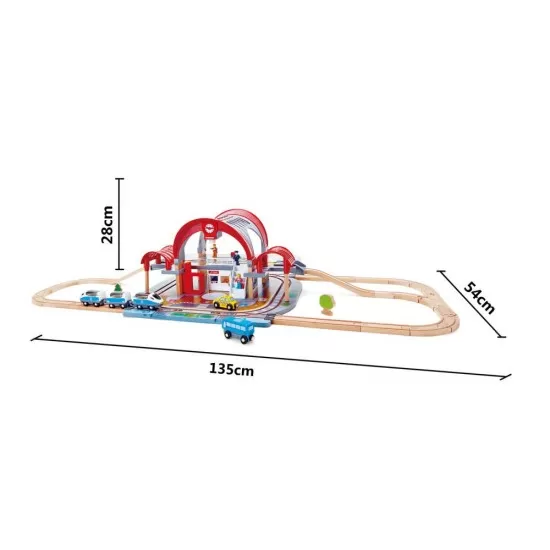 Set de joaca din lemn Hape - Gara Centrala 45 piese Set de joaca din lemn Hape - Gara Centrala 45 piese
