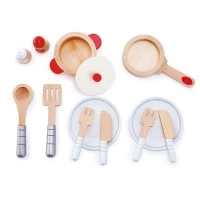 Set de joaca ustensile bucatarie din lemn Hape