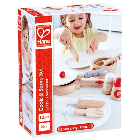 Set de joaca ustensile bucatarie din lemn Hape Set de joaca ustensile bucatarie din lemn Hape