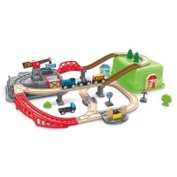 Set trenulet de lemn cu cutie depozitare 50 piese Hape