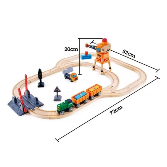 Jucarie din lemn Hape - Set tren de marfa cu macara 34 piese Jucarie din lemn Hape - Set tren de marfa cu macara 34 piese