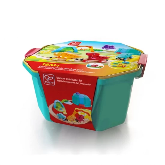 Set trenulet din lemn cu dinozauri Hape 27 piese