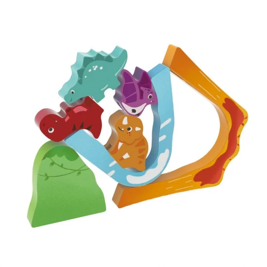 Set trenulet din lemn cu dinozauri Hape 27 piese