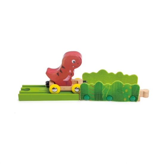 Set trenulet din lemn cu dinozauri Hape 27 piese