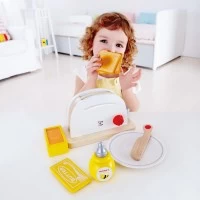 Set de joaca din lemn - Toaster si accesorii mic dejun