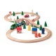Trenulet din lemn cu cale ferata in forma de 8 si locomotiva cu baterie Trenulet din lemn cu cale ferata in forma de 8 si locomotiva cu baterie