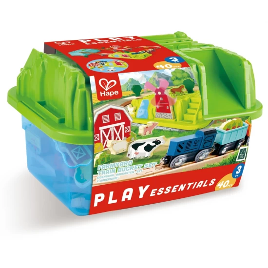 Set de joaca din lemn Hape - Trenuletul de la ferma (40 piese)