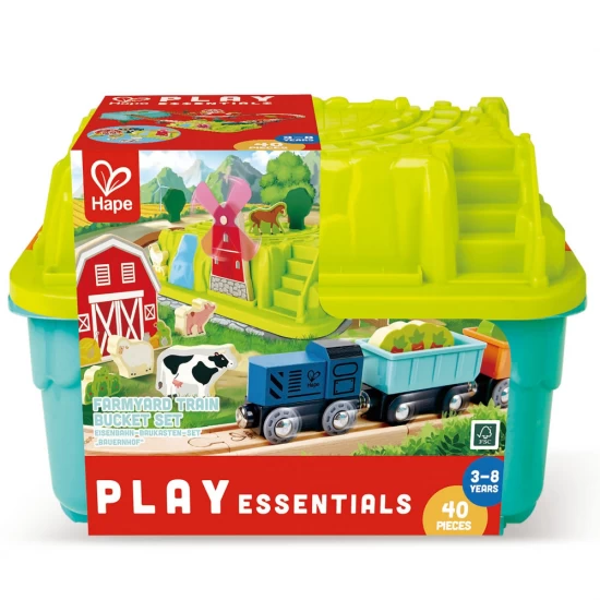 Set de joaca din lemn Hape - Trenuletul de la ferma (40 piese)