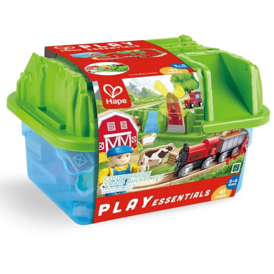 Set de joaca din lemn Hape - Trenulet rural (41 piese)