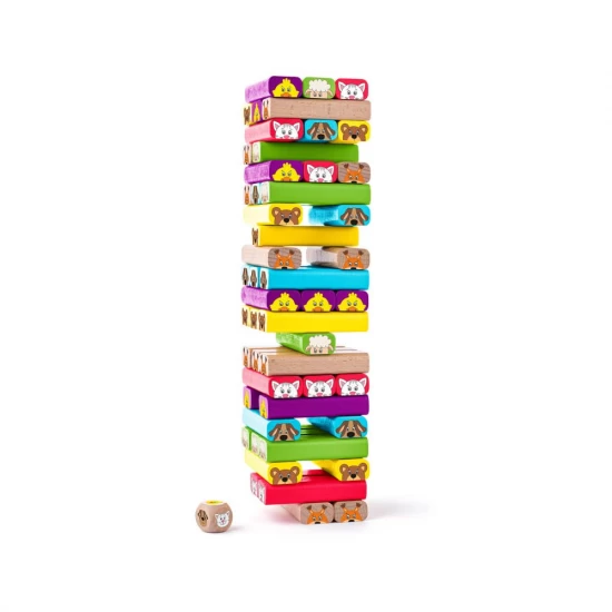 Joc de indemanare din lemn, Turnul Sammy cu animale, Woodyland, 52 piese