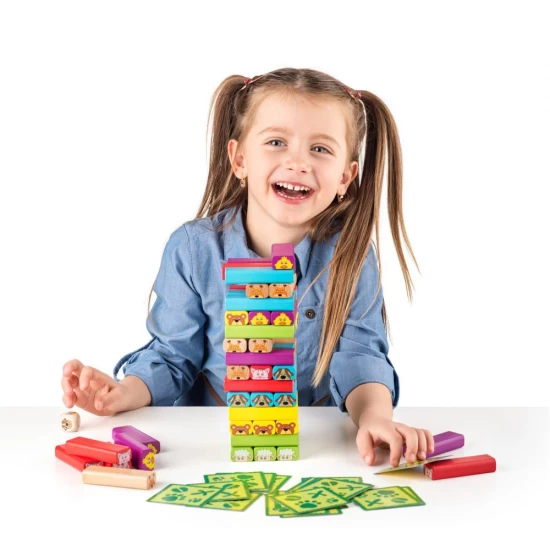 Joc de indemanare din lemn, Turnul Sammy cu animale, Woodyland, 52 piese